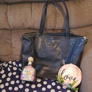 Fossil Black Leather Tote